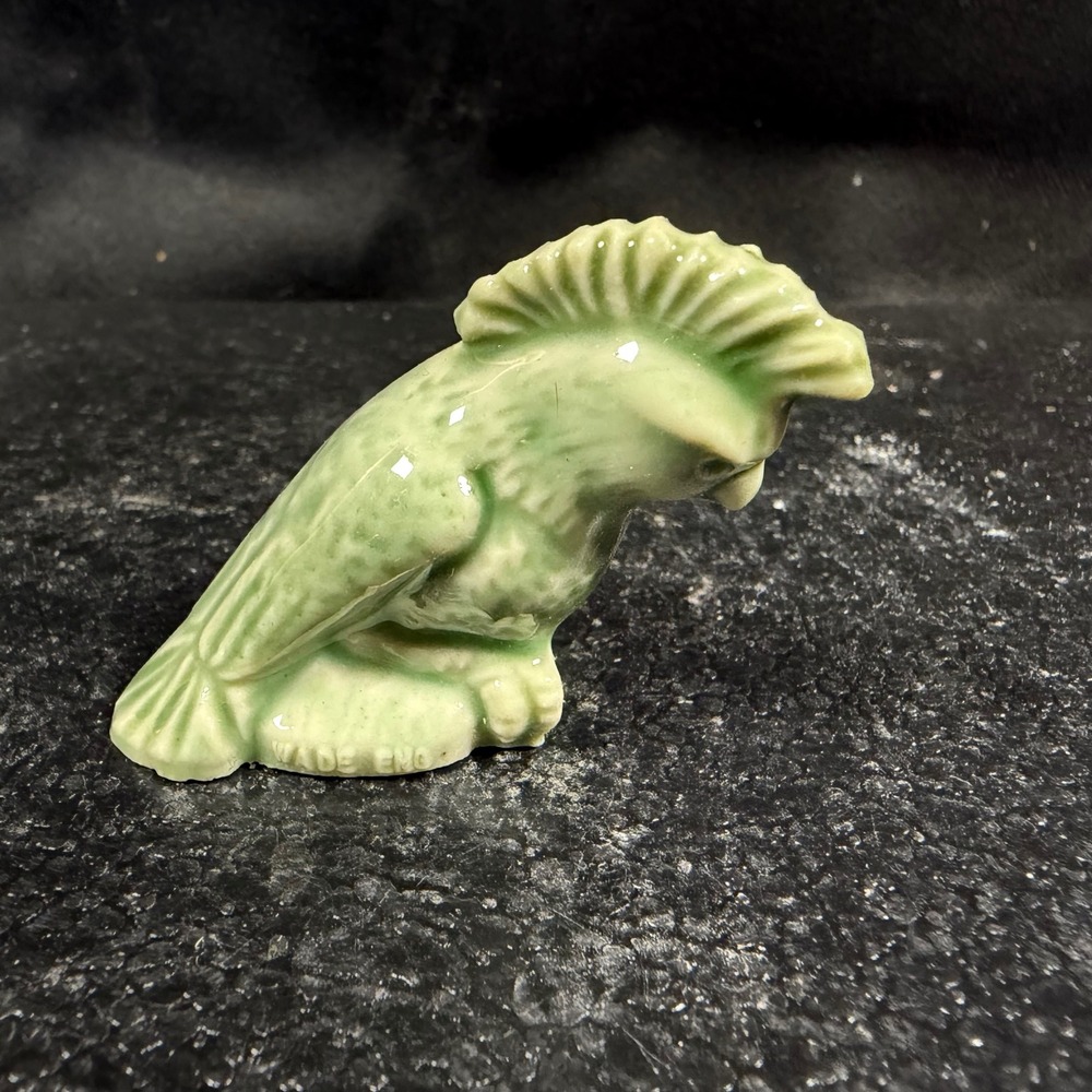 Wade England Cockatoo Figurine Green Porcelain Vintage Whimsies Red Rose Tea